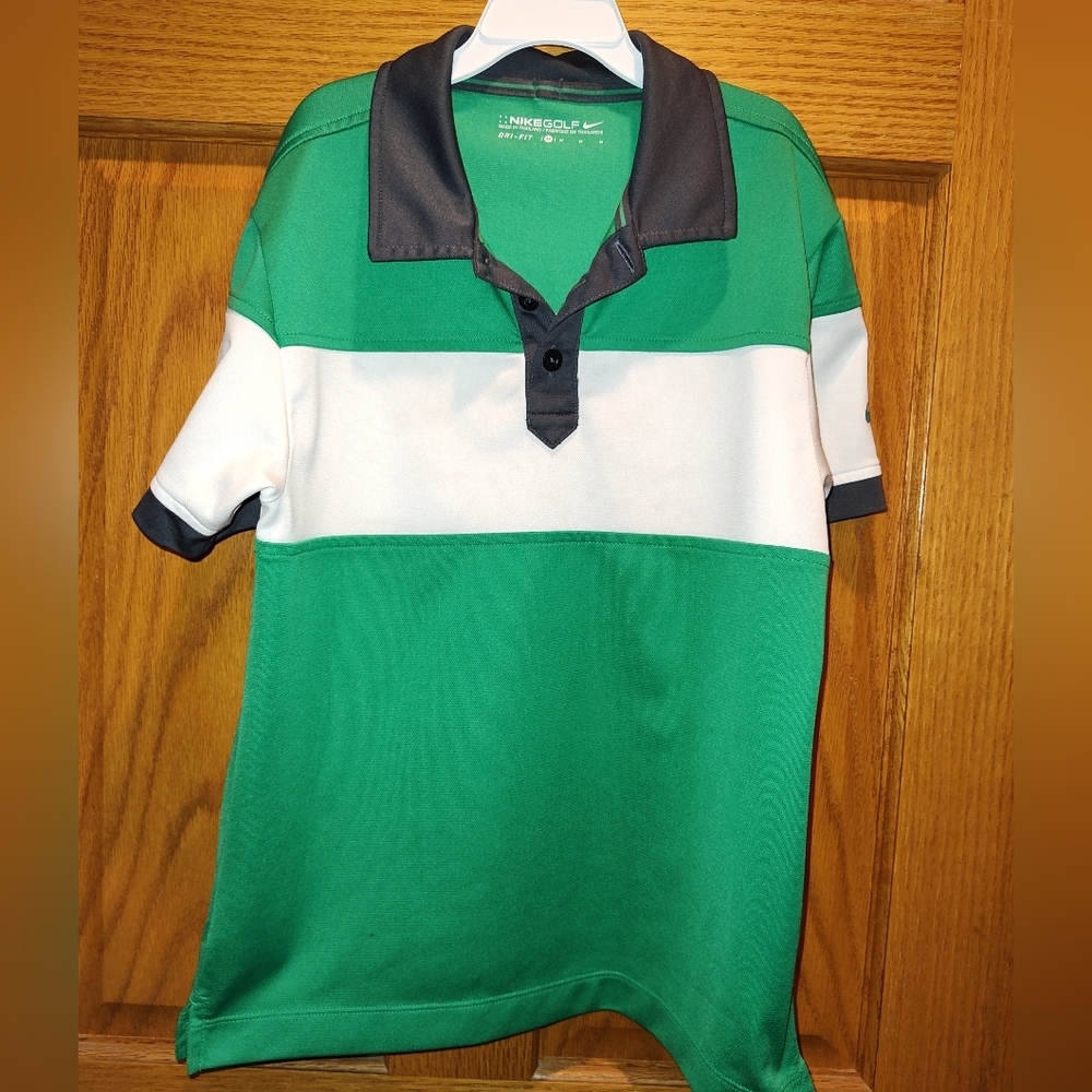 Nike Polo Golf Shirt, Boys M Green and White